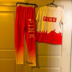 Two piece Large red and white pant set